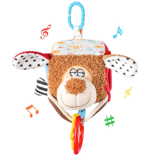 Aolso Clip on Pram Pushchair Baby Toys, Sensory Toys for Newborn Development, Hanging Musical Toys for Kids, Early Education Toys for Newborns 0+ Months, for Car Seats, Cribs and Strollers, Puppy