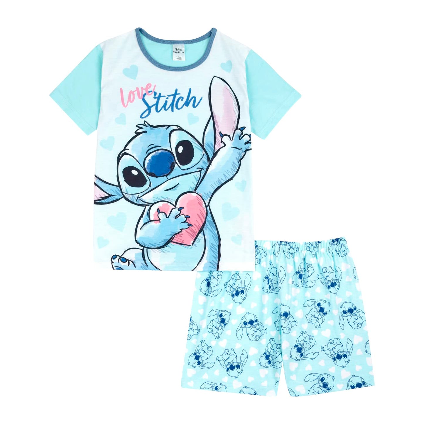 Disney Lilo and Stitch Girls Pyjamas Short PJs, Ages 5 to 15 Years Old, Official Merchandise (as8, age, 11_years, 12_years) Blue