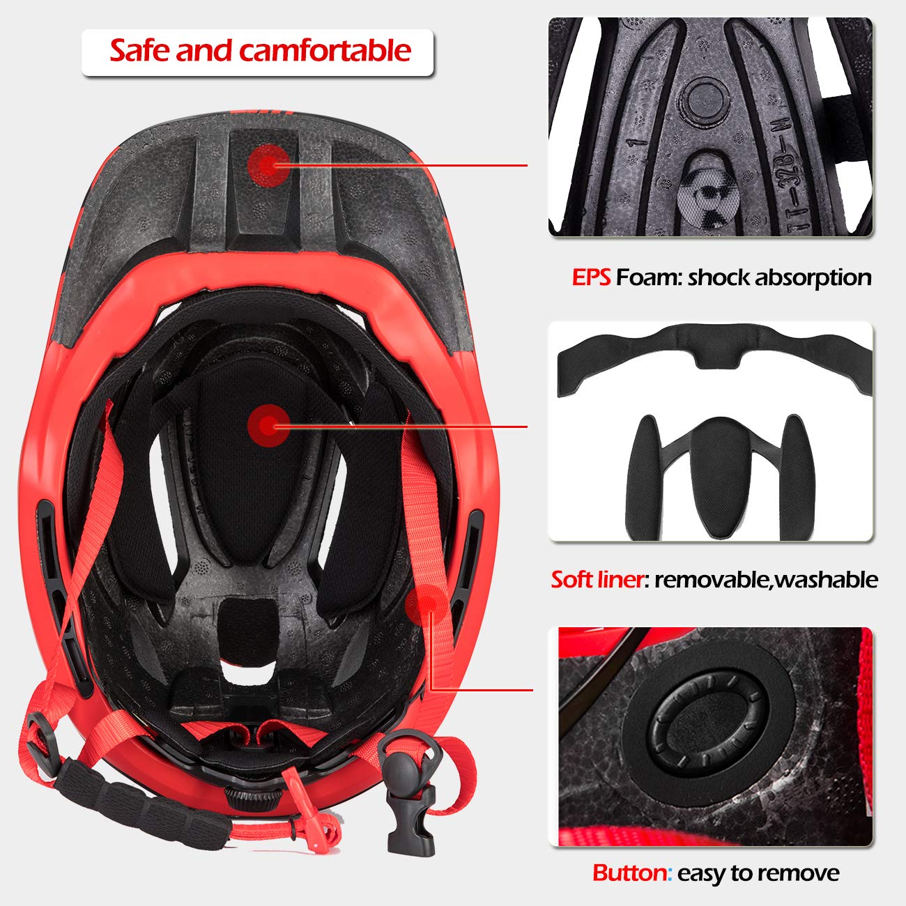 ROCKBROS Kids Full Face Bike Helmet Kids Helmet Toddler Bike Helmets Full Face Protective Safety Helmet for MTB Skateboarding Scooter Roller Skating Cycling S: 48-52 cm, M: 55-58 cm