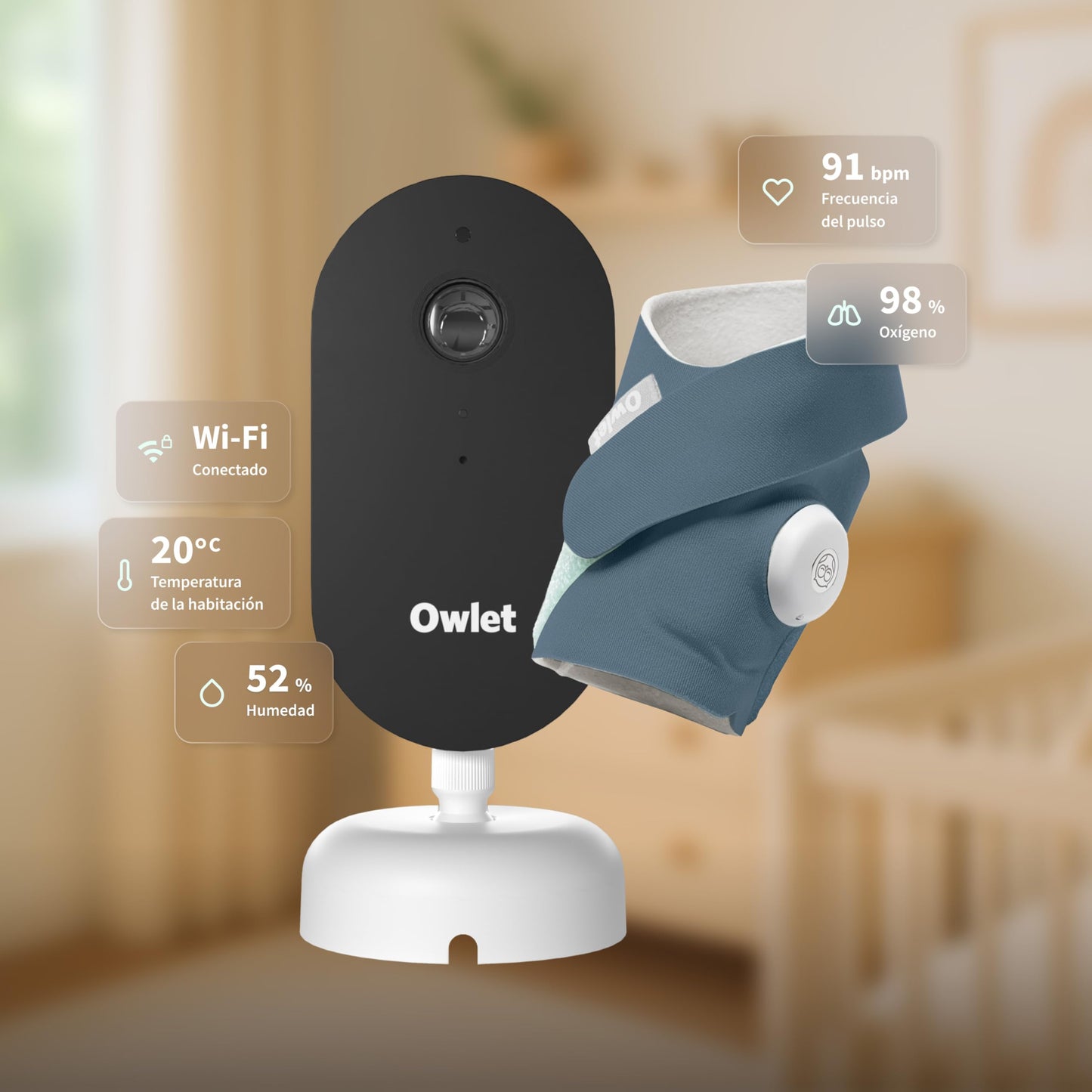 Owlet Dream Duo (3rd Gen) – Medically-Certified Smart Baby Monitor with Sock & HD Video Cam, Tracks Pulse Rate, Oxygen & Sleep, 2K HD Video, Cry & Motion Alerts, Temp Monitoring