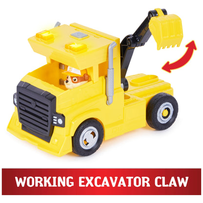 PAW Patrol, Rubble 2-in-1 Transforming X-Treme Truck with Excavator Toy, Crane Toy, Lights and Sounds, Action Figures, Kids’ Toys for Ages 3 and up