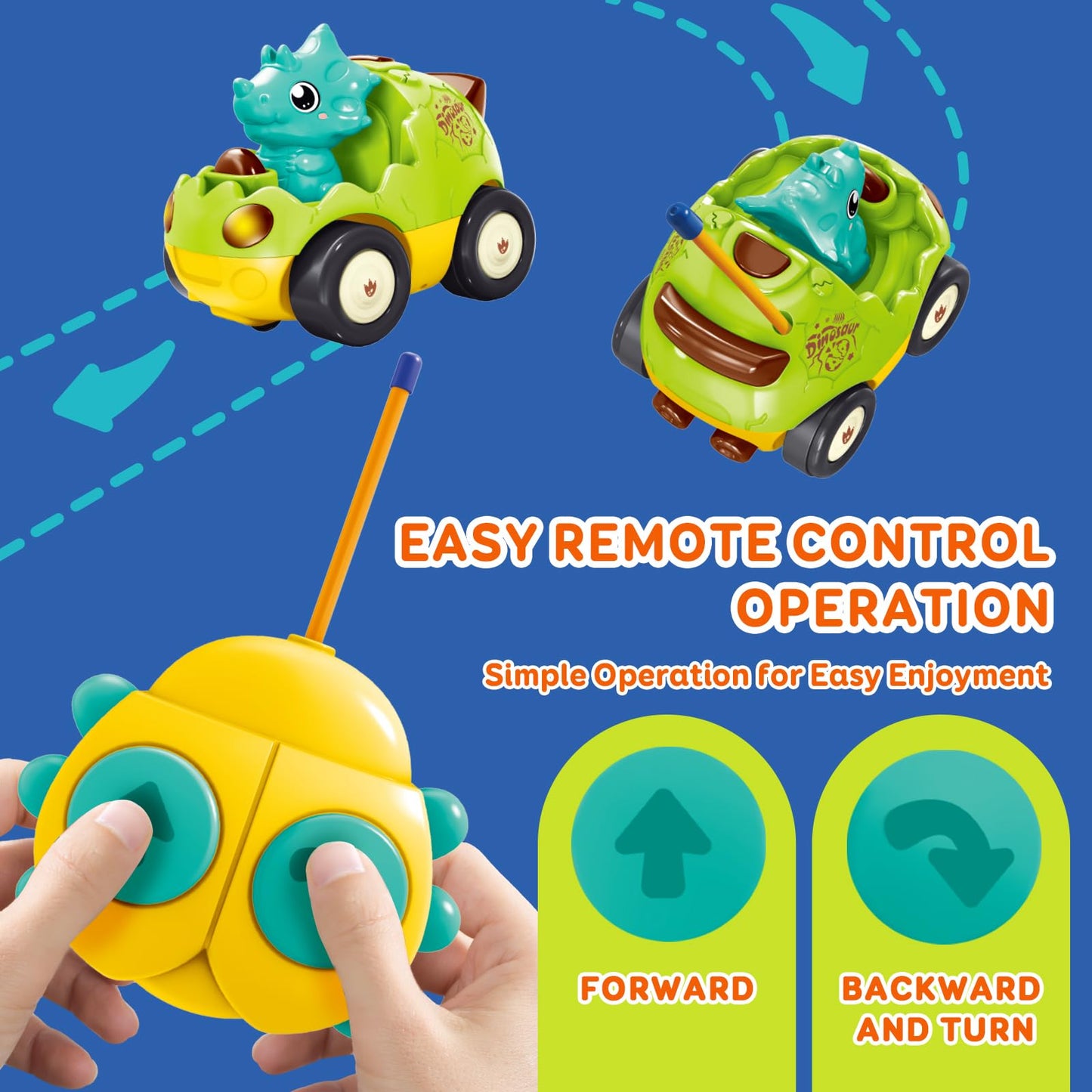 Pup Go Toddler Remote Control Car for Age 18 Months+, 2 Interchangeable Dino Dolls, Lively Music & Lights, First RC Toy for Boys Girls 1-3 Year Olds, Ideal Christmas Birthday Gift (Pastel Green)