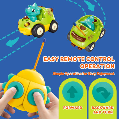 Pup Go Toddler Remote Control Car for Age 18 Months+, 2 Interchangeable Dino Dolls, Lively Music & Lights, First RC Toy for Boys Girls 1-3 Year Olds, Ideal Christmas Birthday Gift (Pastel Green)
