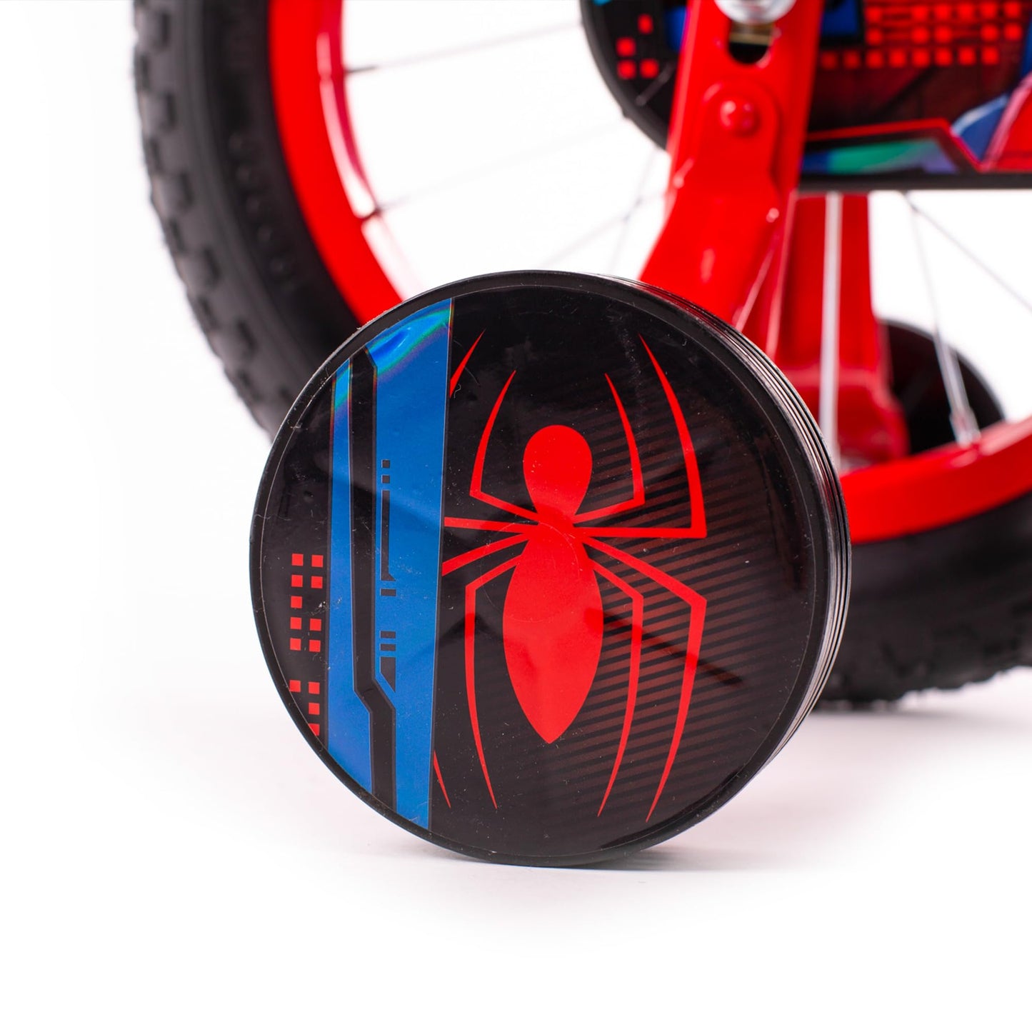 Huffy Boys Spiderman Bike 14 Inch Wheel with Spiderman Mask Handlebars Ages 4-6, 105-117cm, Blue