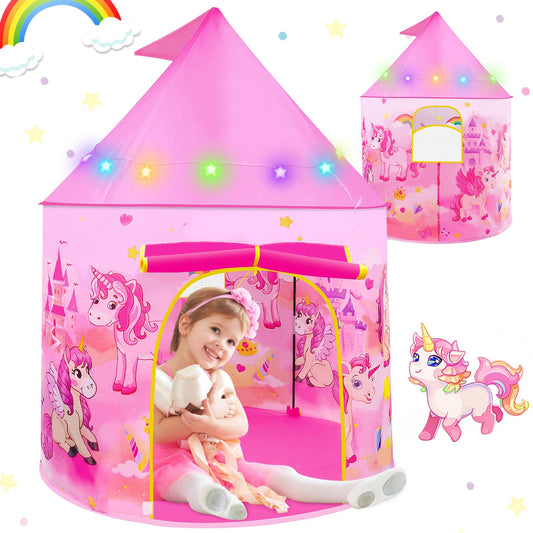 Dikence unicorn pop-up tent for kids, colorful playhouse for girls aged 3-8, perfect outdoor toy and birthday gift for toddlers.