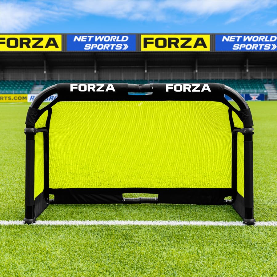 FORZA POD Goal - PRO ALU50 Folding Football Goal | Fold-Away & Freestanding Target Goals | Carry Bag Included - Multiple Sizes & Colours (Yellow, 3ft x 2ft)