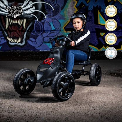 Xootz Venom Pedal Go Kart | Kids Ride-On Race Car with Gears, Handbrake and Adjustable Seat, Black & Red