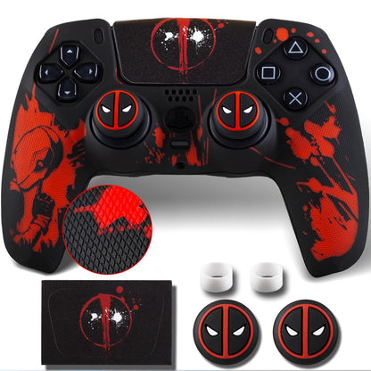 9CDeer non-slip silicone cover for PS5 controller, with thumbstick caps and sticker, designed for improved grip and protection.