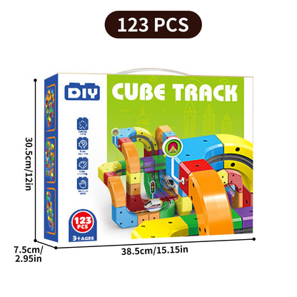 Clickrail Electric Train Set, Track Fusion Toy, Magic Rail Cube Train Set, with Gravity-Defying Motorized Train, 3D Embedded Layouts Train Track Set, DIY Cube Track, for Kids (123PCS)