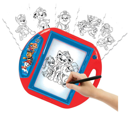 LEXIBOOK, Paw Patrol, Drawing Projector, 4 tampons, 10 templates, lighting screen, 1 pen included, artistic and creative toy for girls and boys, Red/Blue, CR310PA