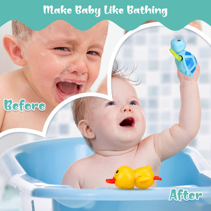 Pinenuts Baby Bath Toys, 4 Pcs Baby Bath Tub Toys Wind-up Toys Paddling Pool Toys Floating Swimming Ducks & Turtles Water Toys for Toddler Kids Girls Boys Bath-time Shower Gifts