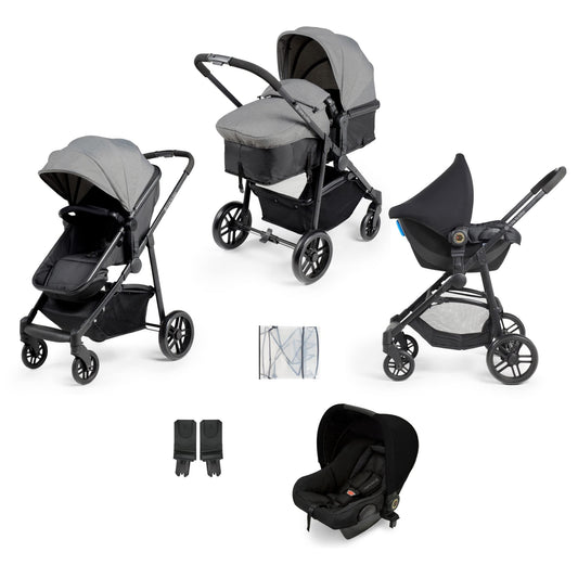 Ickle Bubba Star 3-in-1 Travel System with Astral Group 0+ Car Seat – Convertible Pram & Pushchair, Suitable from Birth to 15kg (Approx. 3 Years*), Spacious Basket & All-Terrain Wheels (Space Grey)