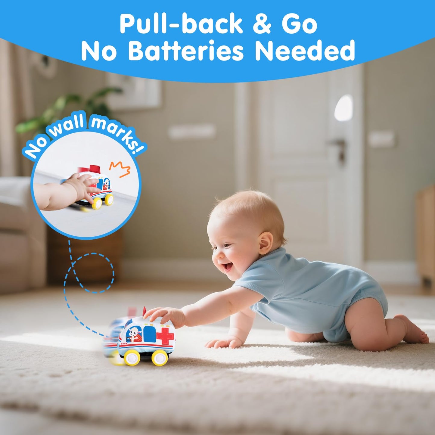 hahaland Baby Toys 6-12 Months Cars Plush Sensory Toys with a Storage Bag, Sensory Car, Pull-Back Cars, City Props Kits, Mirror, Montessori Toy Sensory Toy for Babies Toddlers 1-3，Boys Birthday Gift