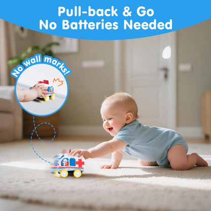 hahaland Baby Toys 6-12 Months Cars Plush Sensory Toys with a Storage Bag, Sensory Car, Pull-Back Cars, City Props Kits, Mirror, Montessori Toy Sensory Toy for Babies Toddlers 1-3，Boys Birthday Gift