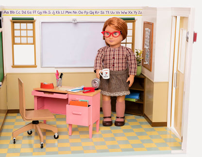 "Our Generation Awesome Academy fully-stocked schoolroom playset for 18-inch dolls, Includes a variety of realistic doll classroom accessories for Ages 3+"