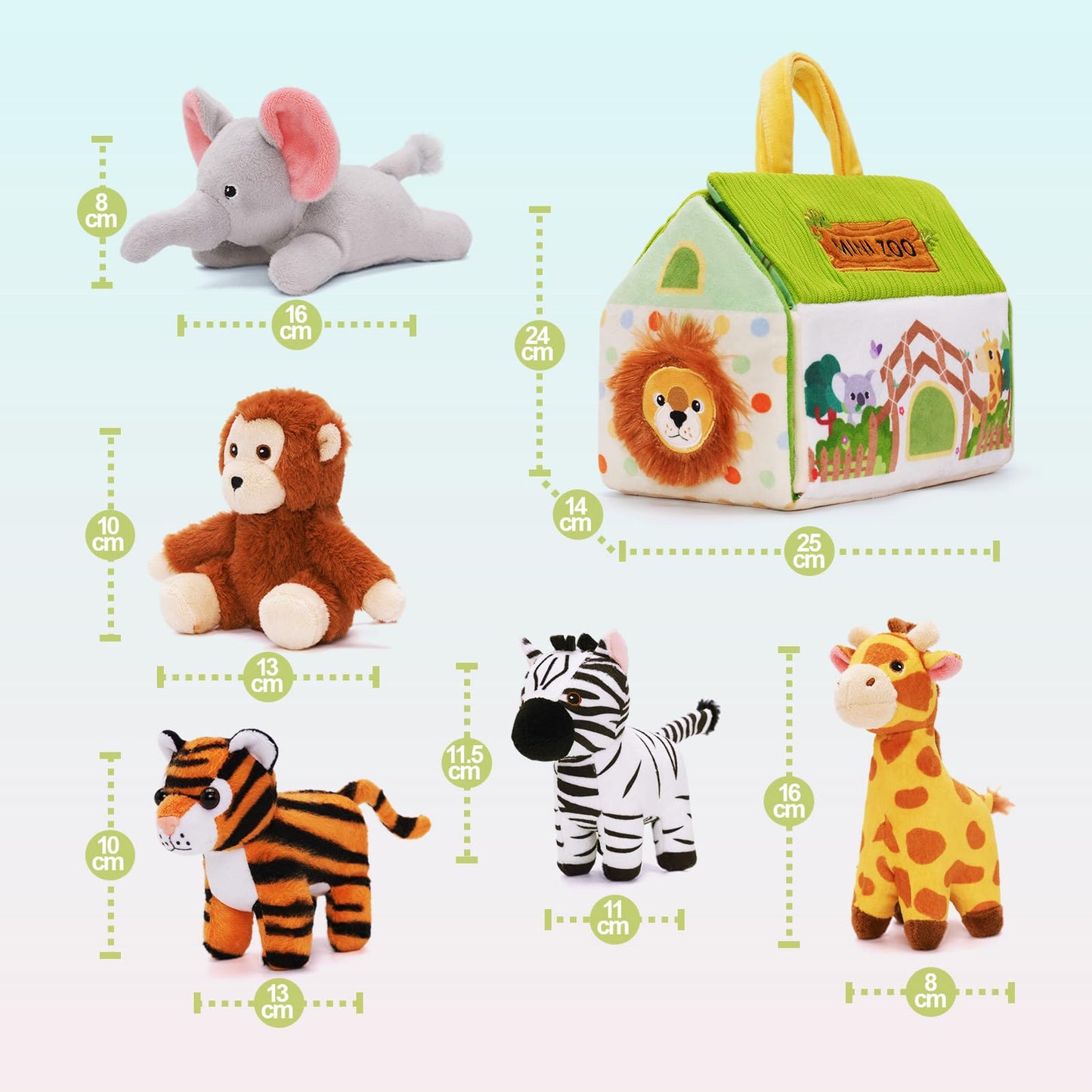 OUOZZZ baby zoo animal plush toys for 6 to 12 months, featuring soft textures for crawling and tummy play.