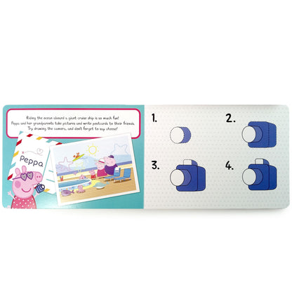 Peppa Pig Peppa's Adventures Read & Doodle - Learning resources for kids, a magnetic drawing pad, an easy-to-use pen, 22-page board book for reading and drawing