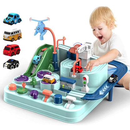 TODARRUN Car Adventure Toy, City Rescue Preschool Educational Toy Vehicle Parent-Child Interactive Racing Kids Toy, Toddler Car Toys for 3 4 5 6 7 8 Year Old Car Track Gifts for Kids