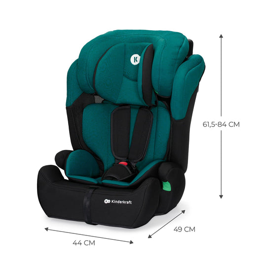 Kinderkraft Car Seat Comfort UP, I-Size Booster Child Seat, with 5 Point Harness, Adjustable Headrest, for Toddlers, Infant, Group 1/2/3, 9-36 Kg, Up to 12 Years, Green