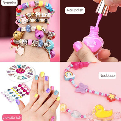 Jewellery Making Kit Kids, Jewelry Box Bracelet Making Kit Favors for Girls, D-IY Handmade Jewelry Maker Set Christmas Toy for Making Bracelets, Earrings and Necklaces