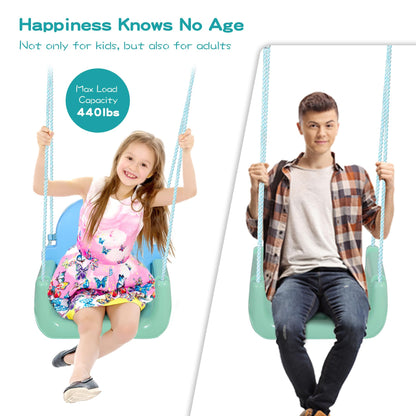 REDCAMP 3-in-1 Ajustable Toddler Swing Seat，High-Back Baby Swing Chair with Safety Strap,Ideal for Garden Indoor Outdoor Playground,6 months - teens, Light Blue