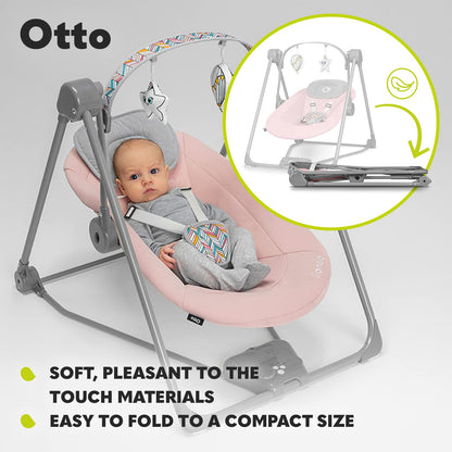 Lionelo LIONELO Baby Rocker OTTO with soft cushion, 5-speed electric swing, nature sounds, timer, 5-point harness, foldable design