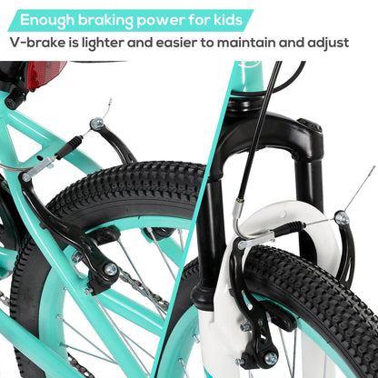 Hiland Mountain Bike 24 Inch, 7 Speed Boys Girls Mountain Bicycle with Suspension Fork V-brakes, 24 Inch MTB Mountian Bike for Kids, Mint Green