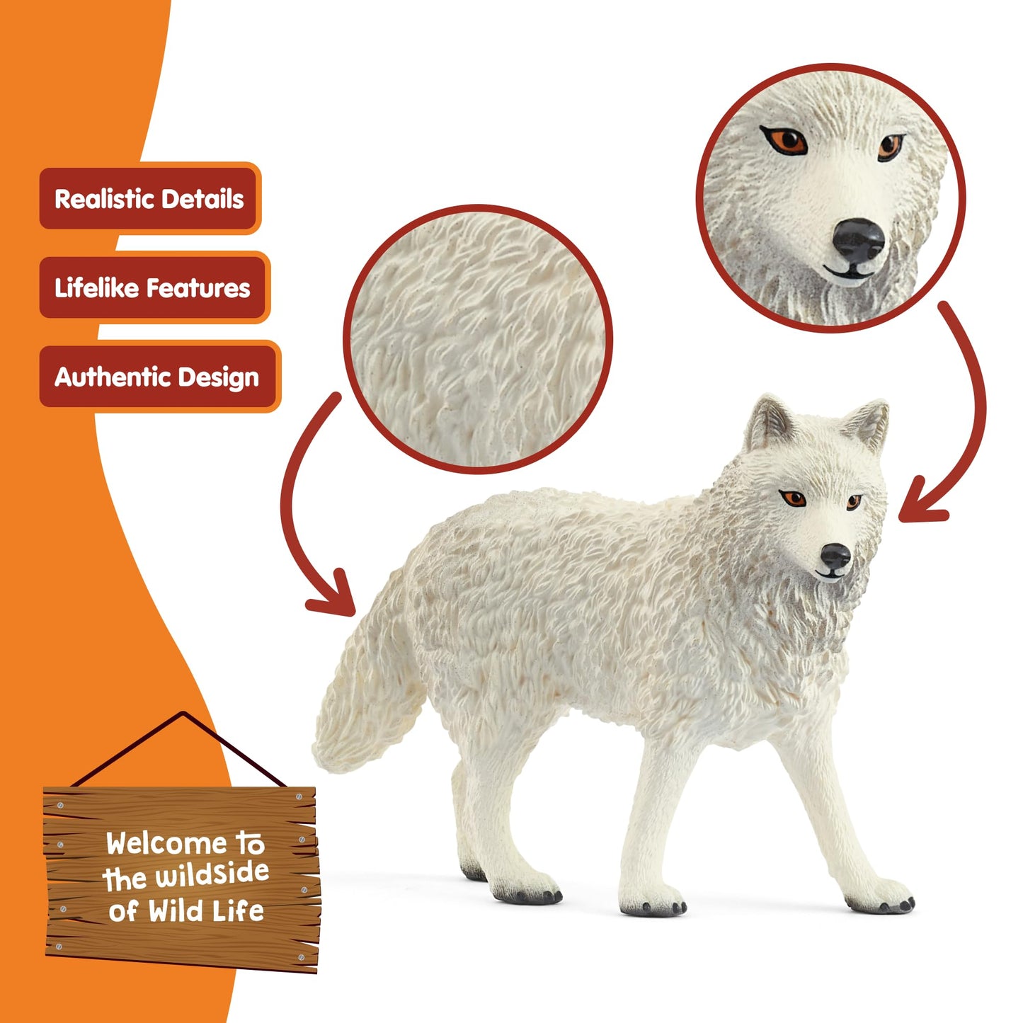 SCHLEICH Wild Life - 3" Arctic Wolf Toy Figurine. Realistic Hand-Painted Hard Animal Toys for Boys and Girls. Durable Educational Wolf Figure for Imaginative Play. Kids and Toddlers Ages 3+ 14880