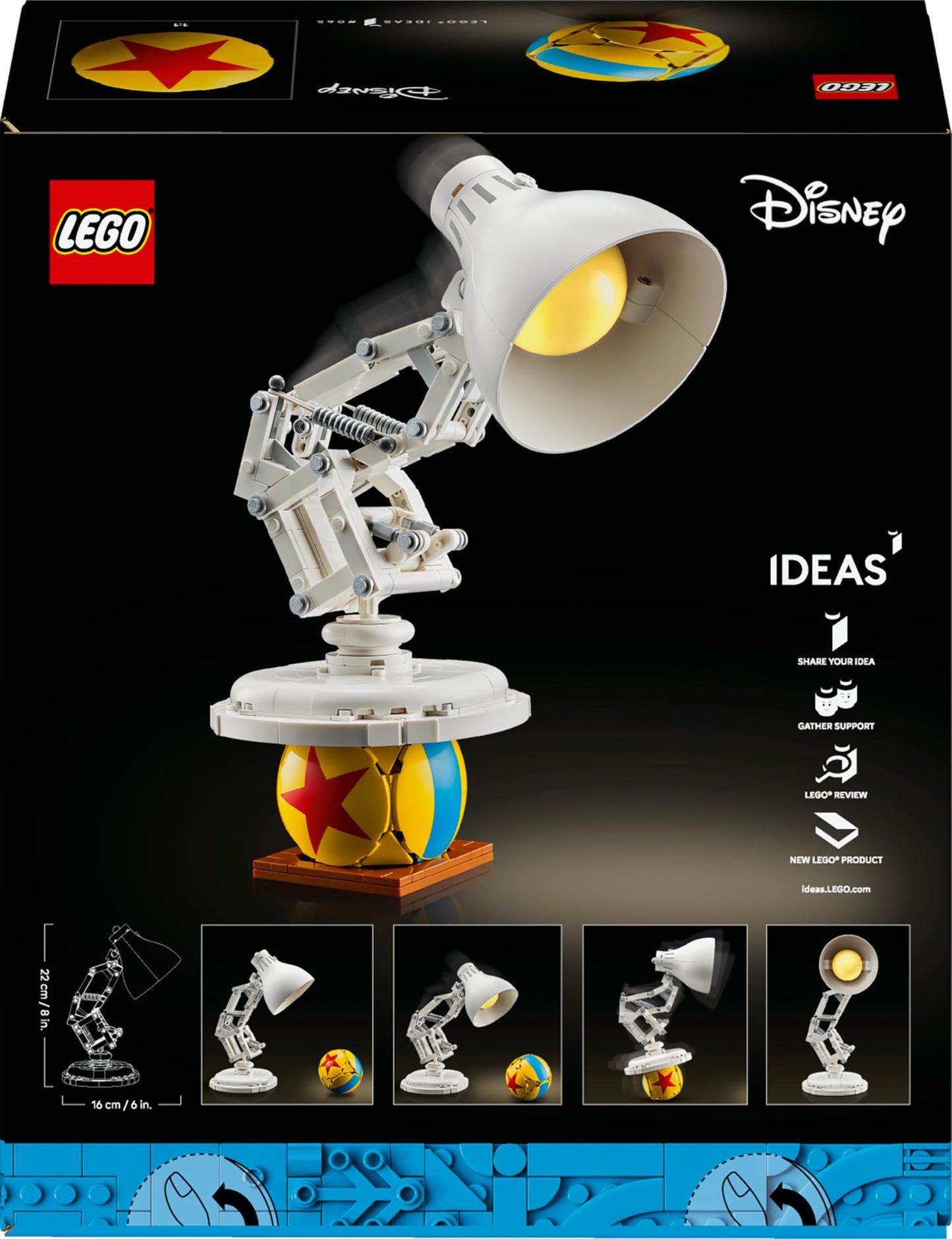 LEGO Ideas Disney Pixar Luxo Jr. Lamp Building Set for Adults - Movie Memorabilia Model with Hidden Film References - Home Office Desk Decor - Collectible Gift Idea - 21357