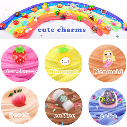 Set of 32 fluffy mini butter slime jars with charms, scented, soft, non-sticky, stress relief toys for kids from Rowecvce.