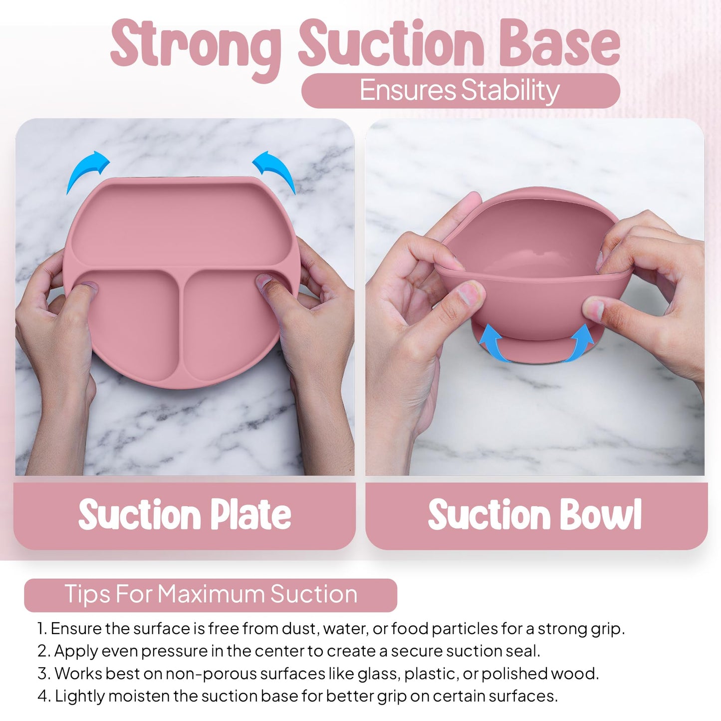 O'doe 17-Piece Baby Weaning Set | Led Weaning Supplies for Toddlers | Silicone Feeding Set BPA-Free, Bowl, Self-Eating Utensils, Spoons, Bibs, Sippy Cup, Food Plate Kit With Lid | Pink V2