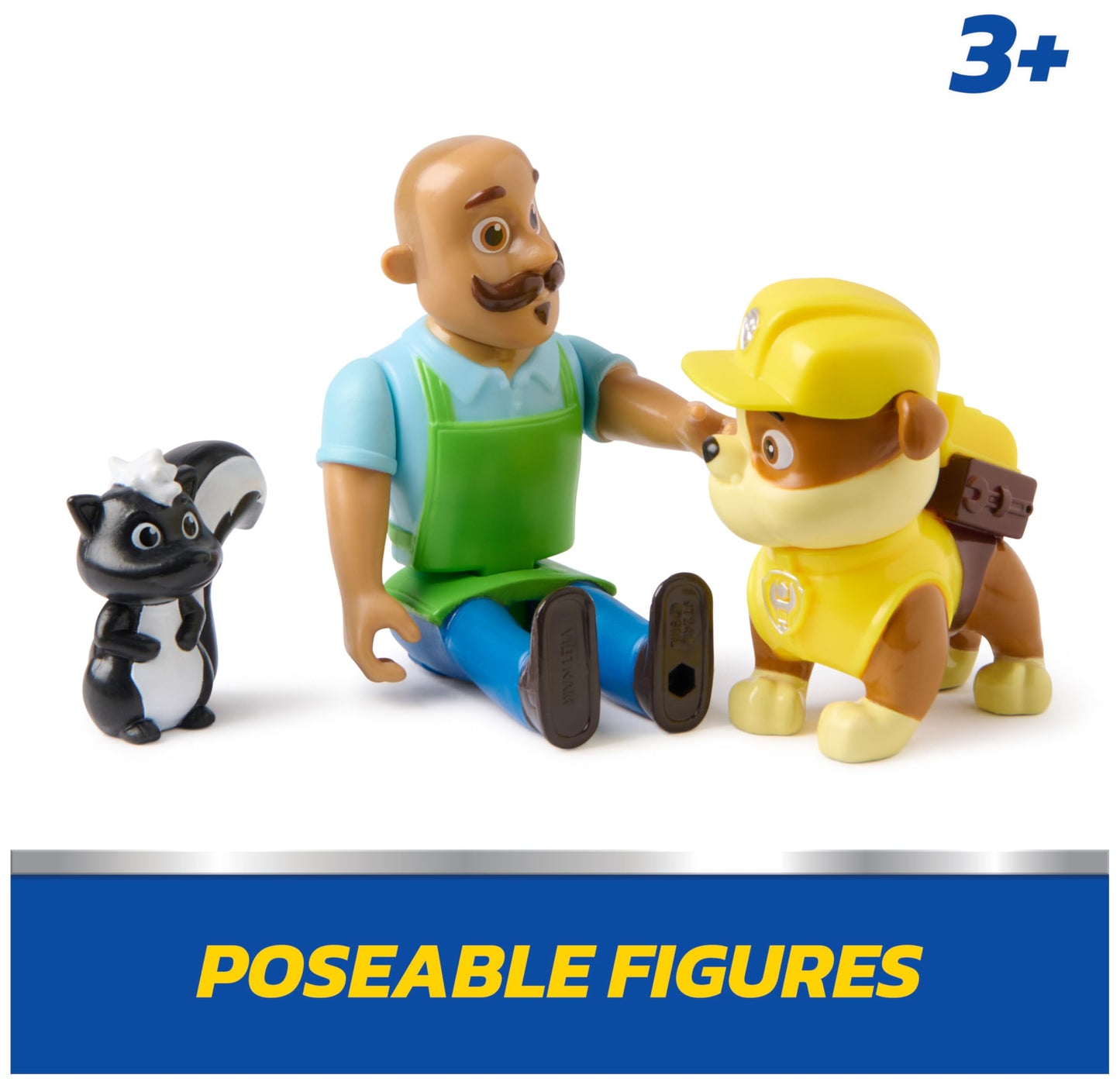 PAW Patrol Rubble & Mr. Porter Figure Pack with Skunk Toy Figure, Kids Toys for Boys and Girls Ages 3 and Up