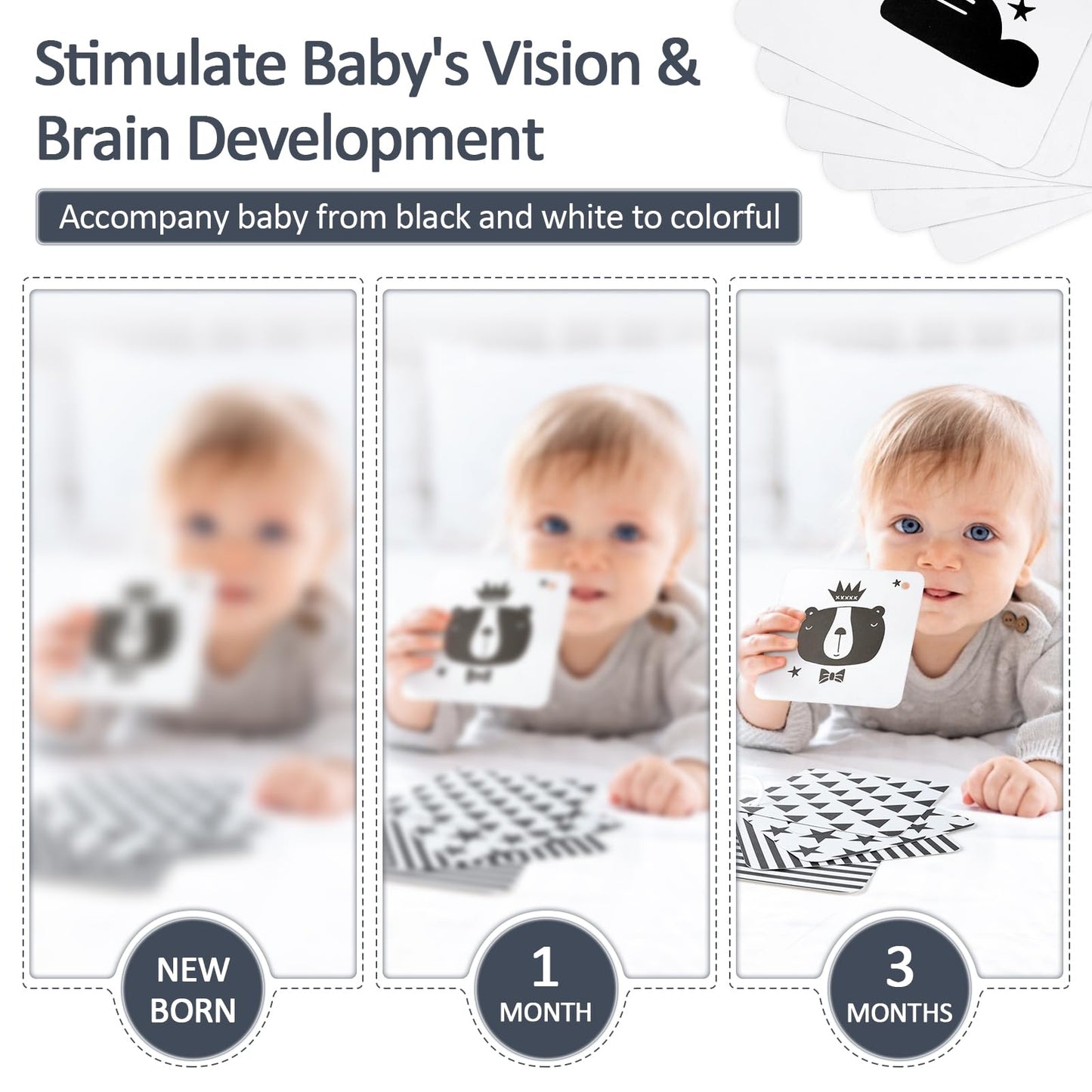 Joyreal Spiral Pram Toys for Babies - Black and White High Contrast Newborn Toy, Car Seat, Rattles, Sensory Cards, Baby Books 0-12 Months Gifts for Girls Boys