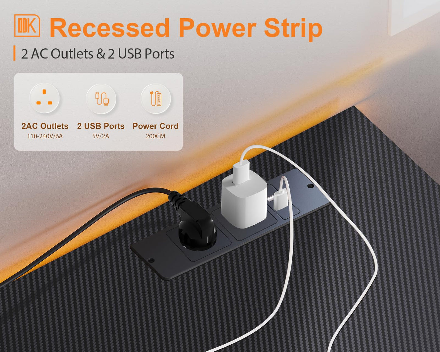 ODK L Shaped Gaming Desk, 168 X 120 cm Reversible Computer Desk with 2 Sockets and 2 USB Charging Ports, Corner Desks with Storage, Gaming Table Carbon Fiber Black