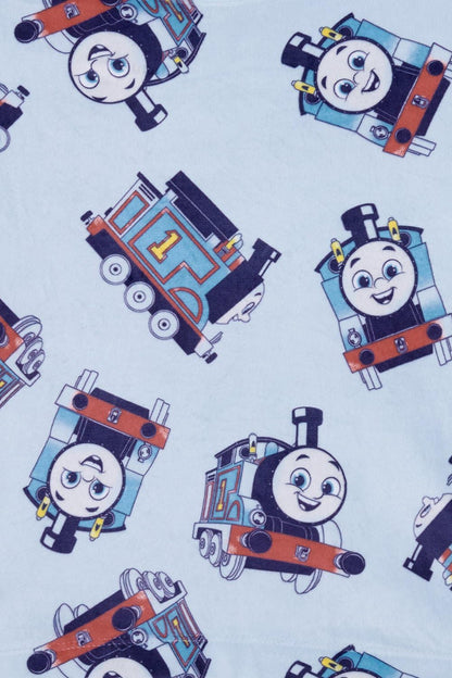 Thomas The Tank Engine Boys Pyjamas- Fleece Twosie - Official Two Piece Set with Long Sleeve Top & Cuffed Bottoms - Super Soft and Cosy Nightwear Gift- Ages 1-5 Years Blue
