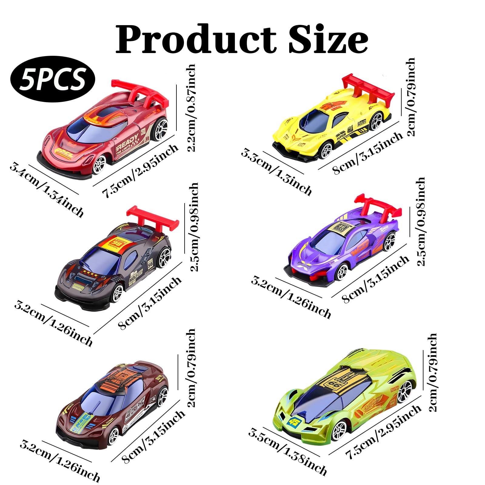 Set of 5 TUBAWD Hot Wheels color reveal street machine cars, mini racing toys that change color with water activation.