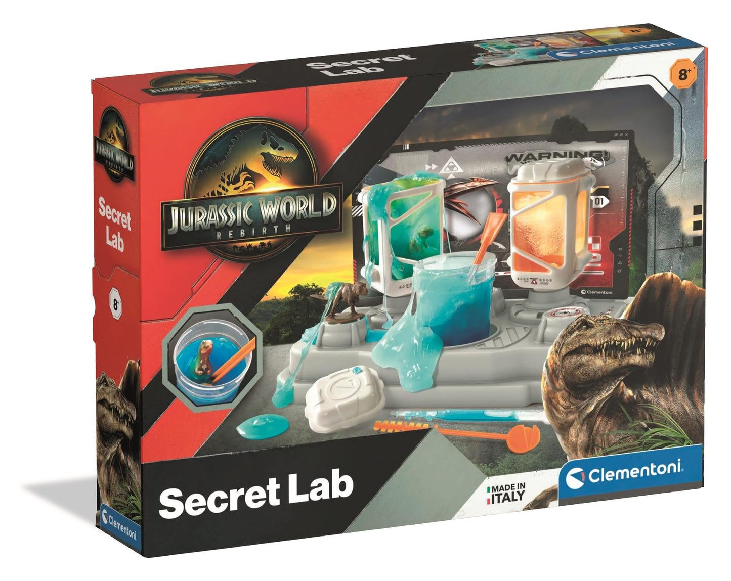 Clementoni Jurassic World Secret Lab – Glow-in-the-Dark Dinosaur Science and Experiment Kit for Kids 7+