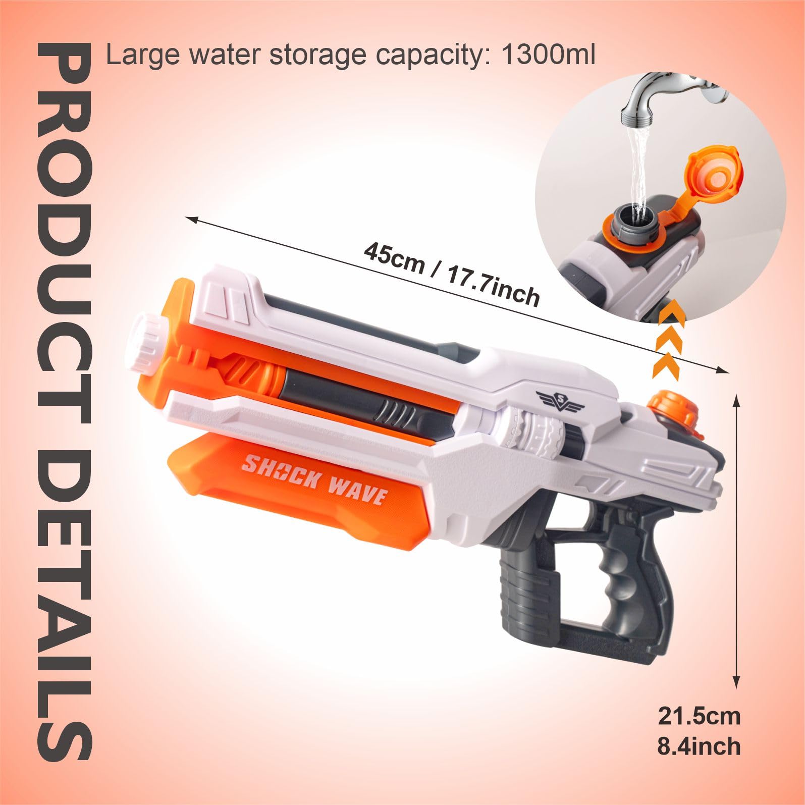 YIYAYOO large water gun for kids and adults, powerful water pistol with 30-40ft range, 1300cc capacity, ideal for outdoor summer fun