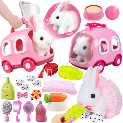 STAY GENT 21Pcs Little Live Pets Bunny Toys Interactive Plush Rabbit Robot Toy for Kids Toddlers with Sounds Hopping Wiggling Ears Accessories Easter Toys Xmas Birthday Gifts for Girls Boys 2 3 4 5 6