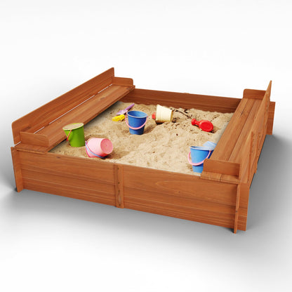 Big Game Hunters Sand Pit | 96 x 96 Square Wooden Sandpit with Lid | Outdoor Sandpit with Fold Out Lid that Becomes Seats for Children | Wooden Kids Toys
