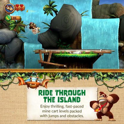 Nintendo Switch game cartridge for Donkey Kong Country Returns HD, featuring colorful jungle scene and character artwork.