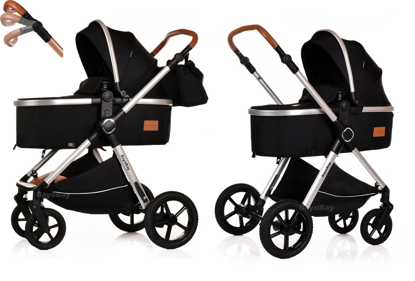 Baby Pram Pushchair Buggy Stroller 3 in 1 with Car Seat Child Lightweight Folding Stroller 3 in 1 Travel System Pram for Newborns Toddlers from Birth New 2026 Style FREEBIES (BBC - Black Silver, BBC)