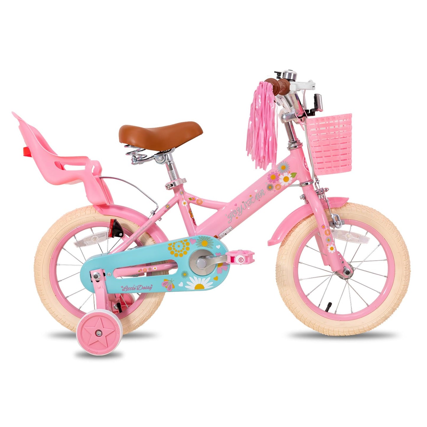 STITCH Little Daisy 12 Inch Kids Bike for 2-4 Years Girls with Stabilisers & Doll Seat, 12 Inch Princess Girls Bike with Basket & Streamers,Pink