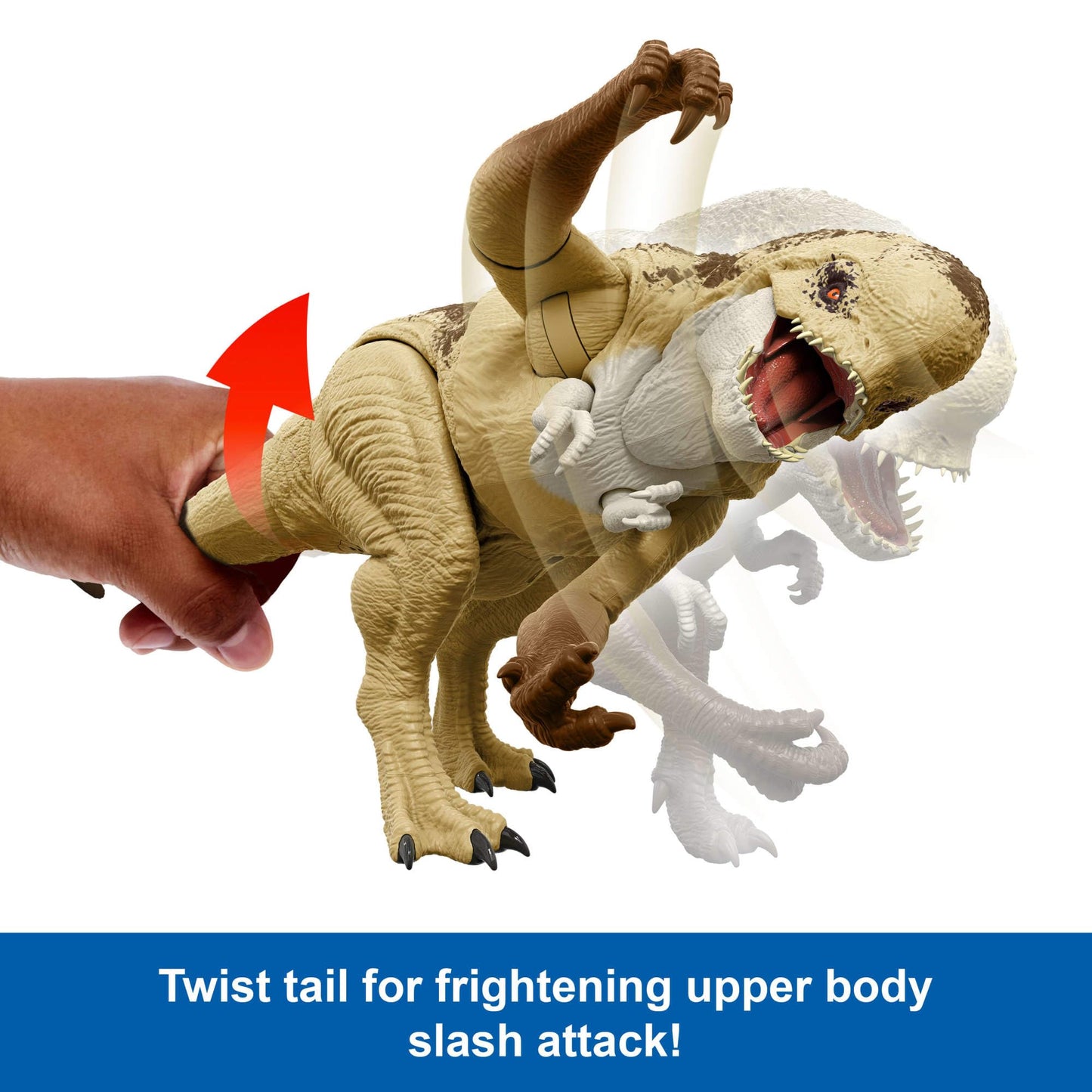 Mattel Jurassic World Rebirth Distortus Rex Rumble N Rampage Dinosaur Action Figure 22 Inch with 2 Attack Actions, Content-Accurate, Digital Play, JJP79