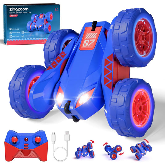 Dual Direct Charging Remote Control Cars with LED Light,High Speed 2.4Ghz 4WD Rc Stunt Car,Indoor and Outdoor 360° Rotates 180°Flips Electric Vehicle Toys Gifts for 3-12 Year Old Boys Girls Kids