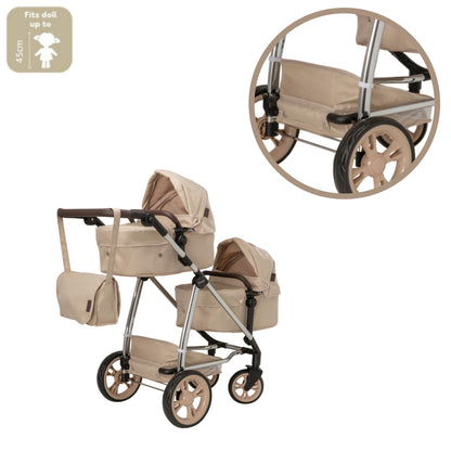 Premium Celuna Total Twin Pushchair | Pram, Stroller, Pushchair System With 9 Play Patterns | Double Dolls Pram Matching Changing Bag, Adjustable Height Handle And Multiple Seating Options | 3+