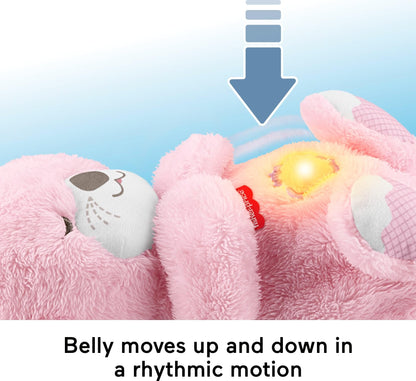 Fisher-Price Baby Soothe ‘n Snuggle Otter plush toy with lights, breathing motion, and sound machine for newborns, pink color.