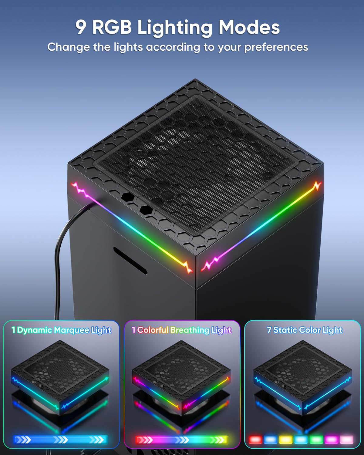 LED Display Auto Cooling Fan for Xbox Series X with 9 RGB Light Modes & Dust Cover, Cooling System Adjustable by Temperature with 4 Gears for Xbox Series X Console, Cooler & Headset Hook, USB Port
