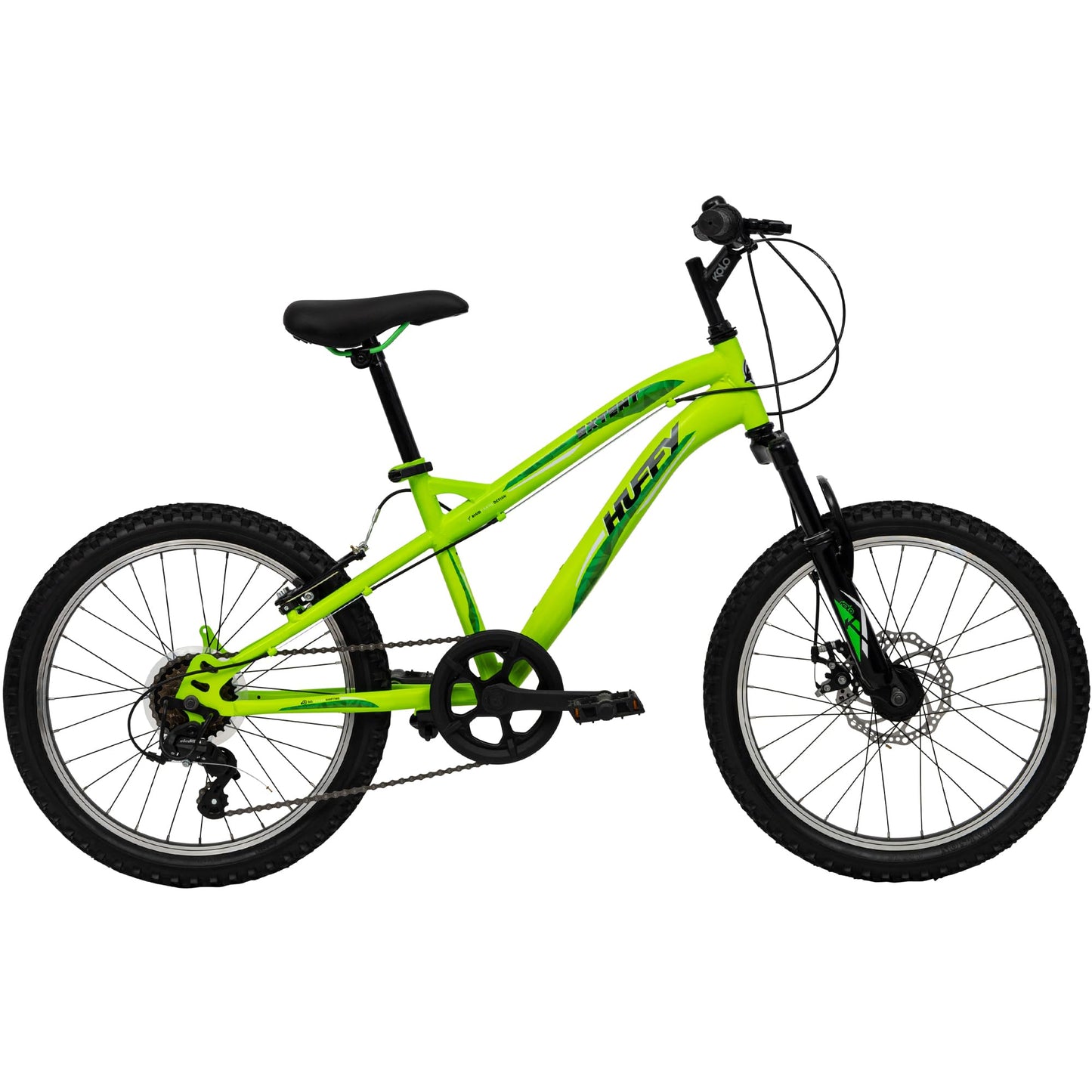 Huffy Extent 20-Inch Boys’ Mountain Bike, 6-Speed Microshift Gear System, Front Suspension, Durable Steel Frame, All-Terrain Tyres, For Kids Ages 5–9 Years, Antifreeze Green
