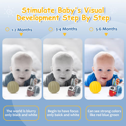 Joyreal baby toys sensory set with musical caterpillar, rattles, and ribbons for newborns and infants aged 0-12 months.